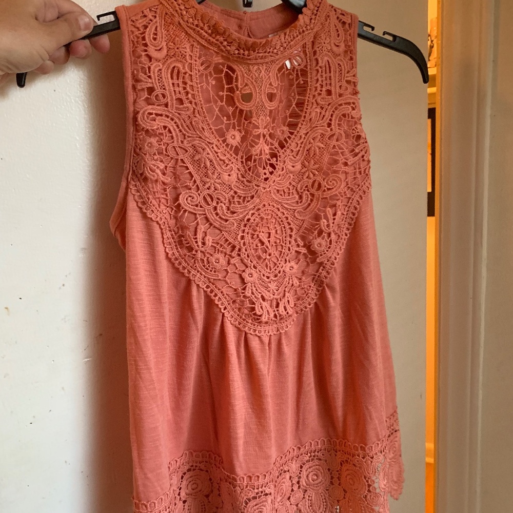 No boundaries peach peasant tank top